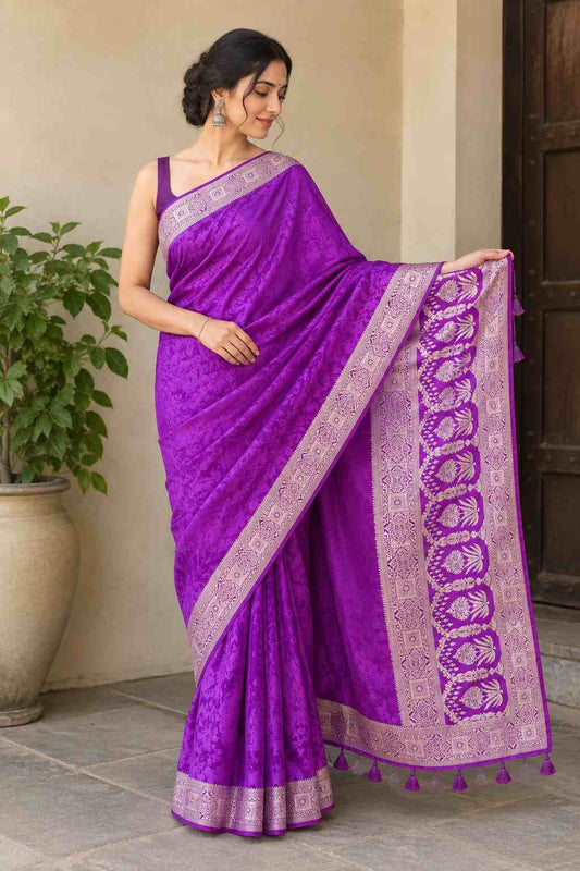 Regal Purple Zari Silk Saree