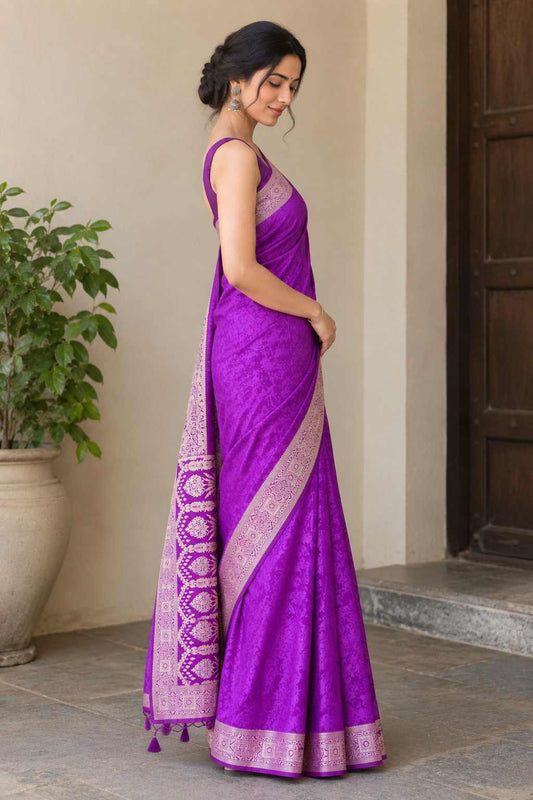 Regal Purple Zari Silk Saree