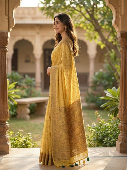 Zarika Mustard – Jamdani Pashmina Saree