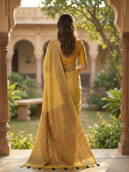 Zarika Mustard – Jamdani Pashmina Saree