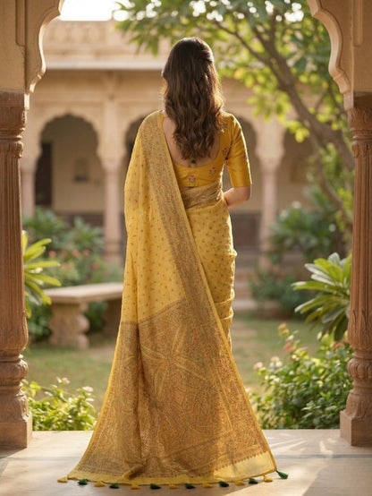 Zarika Mustard – Jamdani Pashmina Saree