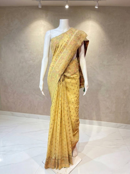 Zarika Mustard – Jamdani Pashmina Saree