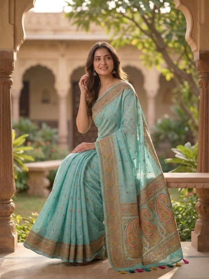 Gulnaar Mint – Jamdani Pashmina Saree