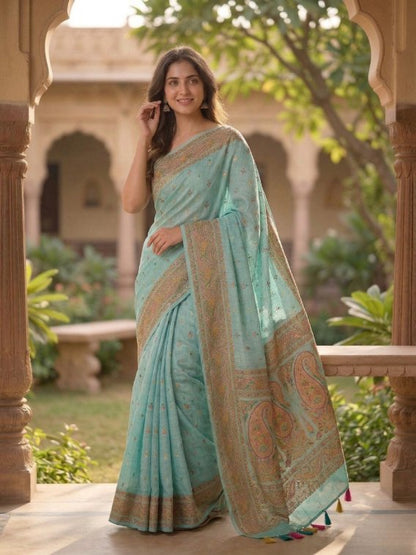 Gulnaar Mint – Jamdani Pashmina Saree