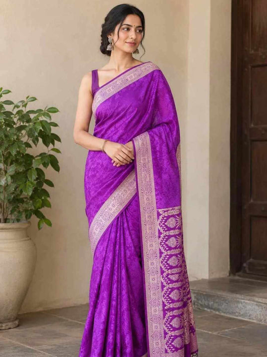Regal Purple Zari Silk Saree